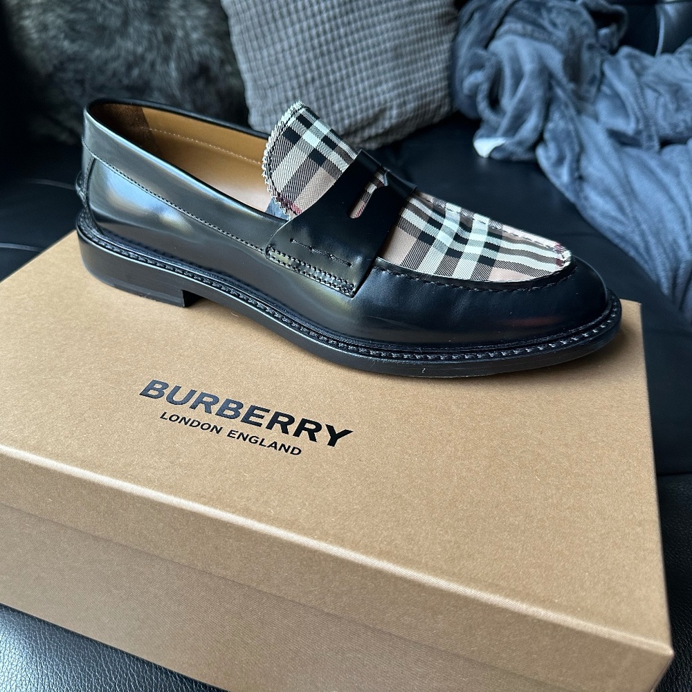 Men's Burberry Croftwood Check Leather Loafers